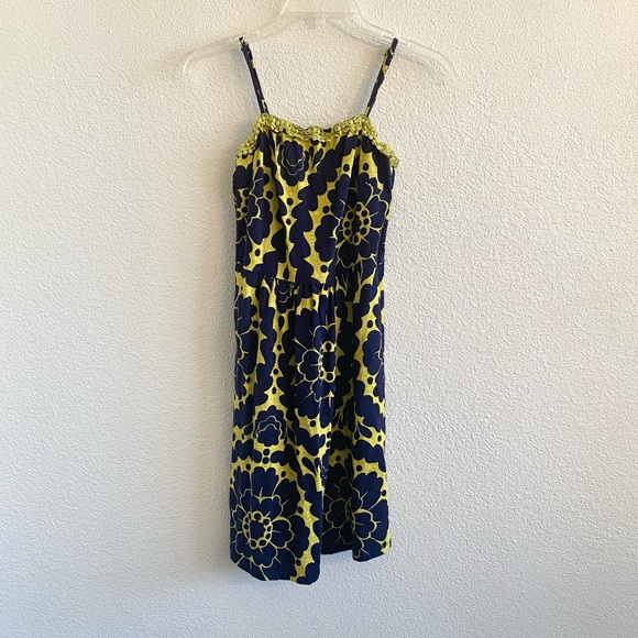 Boden Sleeveless Floral 100% Cotton Green and Blue Short Sundress - Picture 1 of 7
